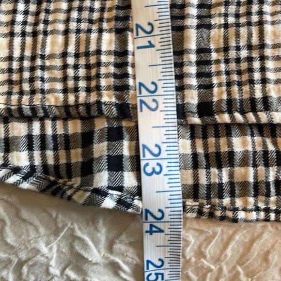 Zara Basic Womens Plaid Blouse Top Twist Knot Sleeve Black Cream Size Small - Picture 8 of 8